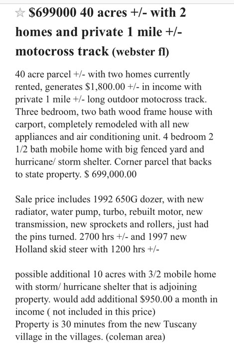 Florida MOTO News - Property Listing - FOR SALE!